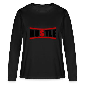 Hustle Spruch - Frauen Premium Bio Langarmshirt - Schwarz - Vorne - Julia (174cm)