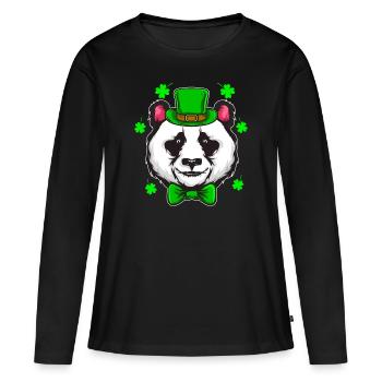 St Patricks Day Panda Trèfle Irlande cadeau - T-shirt manches longues Premium bio Femme - noir - Devant - Julia (174cm)