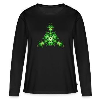 Force Shield, Power, Superhero, Fractal, Energy - T-shirt manches longues Premium bio Femme - noir - Devant - Julia (174cm)