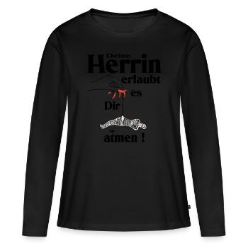 Herrin Domina Sklave Opfer - Frauen Premium Bio Langarmshirt - Schwarz - Vorne - Julia (174cm)