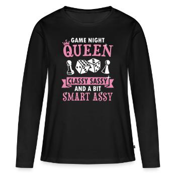 Queen Of Game Night Card Game Gagnant Broadgame - T-shirt manches longues Premium bio Femme - noir - Devant - Julia (174cm)
