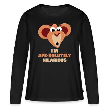 Monkey Funny Saying I'm Ape-solutely Hilarious - Women's Premium Organic Long Sleeve Shirt - black - Front - Julia (174cm)