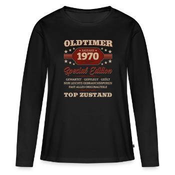 Oldtimer 1970 Jahrgang 1970 Geburtstag 1970 - Frauen Premium Bio Langarmshirt - Schwarz - Vorne - Julia (174cm)