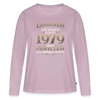 45e anniversaire Original août 1979 Né en 1979 - T-shirt manches longues Premium bio Femme - rose poudré - Devant - Julia (174cm)
