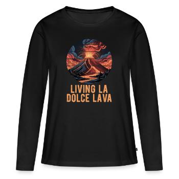 Vulkan Ausbruch Lava Krater Geologie Geologe - Frauen Premium Bio Langarmshirt - Schwarz - Vorne - Julia (174cm)