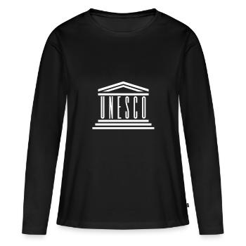 UNESCO - Frauen Premium Bio Langarmshirt - Schwarz - Vorne - Julia (174cm)