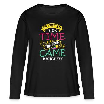 Journée d’adoption, Adoption Maman Papa Parents - T-shirt manches longues Premium bio Femme - noir - Devant - Julia (174cm)