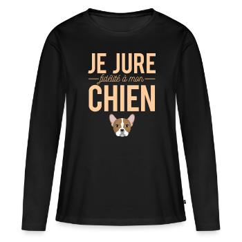 Je Jure Fidélité À Mon Chien Propriétaire Chien - T-shirt manches longues Premium bio Femme - noir - Devant - Julia (174cm)