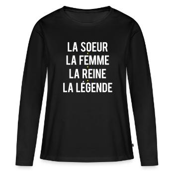 Soeur Femme Reine Légende Meilleure Soeur - T-shirt manches longues Premium bio Femme - noir - Devant - Julia (174cm)
