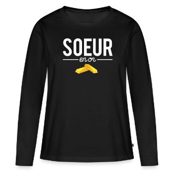 Soeur En Or Cadeau Meilleure Soeur Famille Humour - T-shirt manches longues Premium bio Femme - noir - Devant - Julia (174cm)
