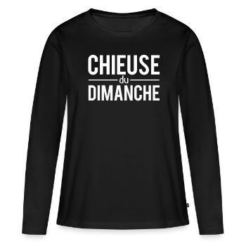 Chieuse Du Dimanche Râleuse Boudeuse Humour - T-shirt manches longues Premium bio Femme - noir - Devant - Julia (174cm)