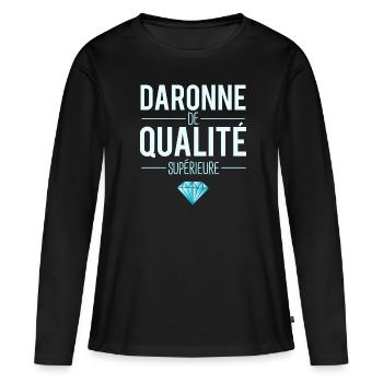 Daronne de qualité supérieure fête des mères - T-shirt manches longues Premium bio Femme - noir - Devant - Julia (174cm)