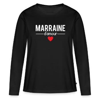 Marraine d'amour cadeau meilleure marraine humour - T-shirt manches longues Premium bio Femme - noir - Devant - Julia (174cm)