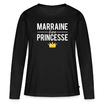 Marraine d'une princesse meilleure marraine - T-shirt manches longues Premium bio Femme - noir - Devant - Julia (174cm)
