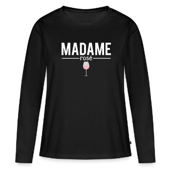 Madame rosé blague vin humour - T-shirt manches longues Premium bio Femme - noir - Devant - Julia (174cm)