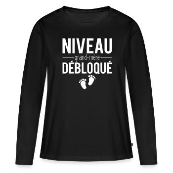 Niveau grand mère débloqué annonce naissance bébé - T-shirt manches longues Premium bio Femme - noir - Devant - Julia (174cm)