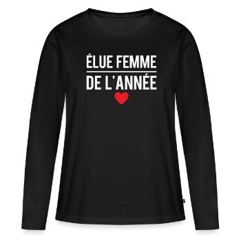 Élue femme de l'année femme parfaite humour - T-shirt manches longues Premium bio Femme - noir - Devant - Julia (174cm)