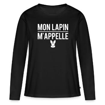 Mon lapin m'appelle humour propriétaire lapin - T-shirt manches longues Premium bio Femme - noir - Devant - Julia (174cm)