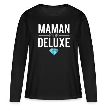 Maman édition deluxe cadeau fête des mères - T-shirt manches longues Premium bio Femme - noir - Devant - Julia (174cm)