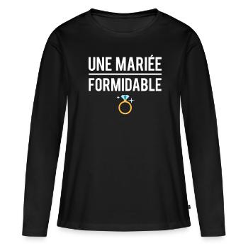 Une mariée formidable mariage fiançailles - T-shirt manches longues Premium bio Femme - noir - Devant - Julia (174cm)