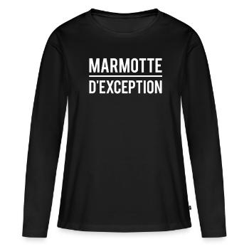 Marmotte d'exception flemme dormir sieste humour - T-shirt manches longues Premium bio Femme - noir - Devant - Julia (174cm)