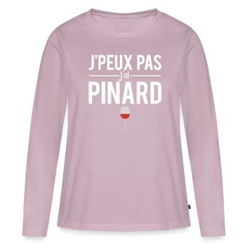 J'peux pas j'ai pinard vin vigne vigneron humour - T-shirt manches longues Premium bio Femme - rose poudré - Devant - Julia (174cm)
