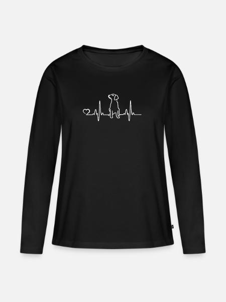 Hund - Herzschlag - Frauen Premium Bio Langarmshirt - Schwarz