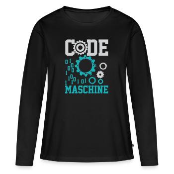 Chemise informatique de nerf d'ordinateur de code machine - T-shirt manches longues Premium bio Femme - noir - Devant - Julia (174cm)