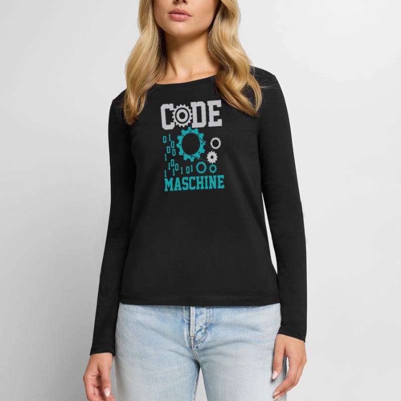 Chemise informatique de nerf d'ordinateur de code machine T-shirt manches longues Premium bio Femme