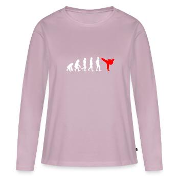 Karaté Développement - Evolution d'un combattant de karaté - T-shirt manches longues Premium bio Femme - rose poudré - Devant - Julia (174cm)