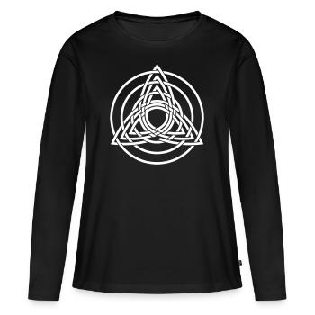 Triquetra, paganisme germanique, art celtique, - T-shirt manches longues Premium bio Femme - noir - Devant - Julia (174cm)