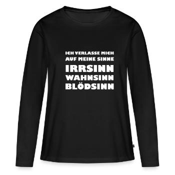 ich verlasse mich auf meine sinne - Frauen Premium Bio Langarmshirt - Schwarz - Vorne - Julia (174cm)