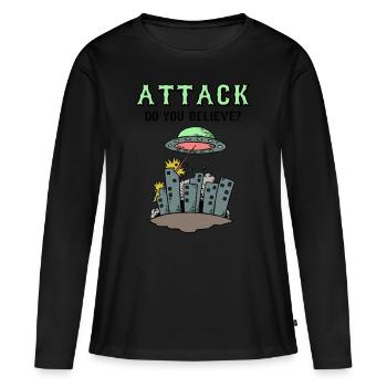 Attaque Croyez-vous? - T-shirt manches longues Premium bio Femme - noir - Devant - Julia (174cm)