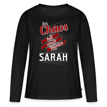 Sarah - T-shirt manches longues Premium bio Femme - noir - Devant - Julia (174cm)