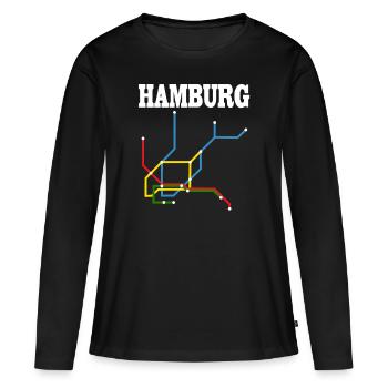 Métro métro de Hambourg - T-shirt manches longues Premium bio Femme - noir - Devant - Julia (174cm)