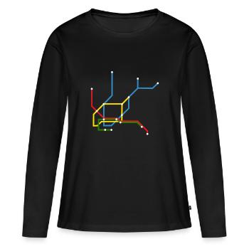 Hamburg U-Bahn U Bahn UBahn Regenbogen - Frauen Premium Bio Langarmshirt - Schwarz - Vorne - Julia (174cm)