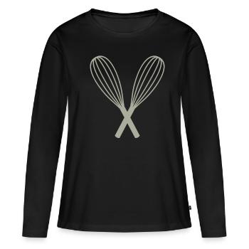 Idée cadeau fouet cuisinier - T-shirt manches longues Premium bio Femme - noir - Devant - Julia (174cm)