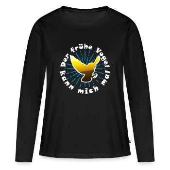 Frueher Vogel - Frauen Premium Bio Langarmshirt - Schwarz - Vorne - Julia (174cm)