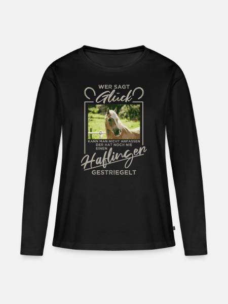 Haflinger "Glück" - Frauen Premium Bio Langarmshirt - Schwarz
