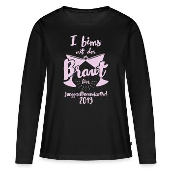 JGA-I bims avec la mariée ici - T-shirt manches longues Premium bio Femme - noir - Devant - Julia (174cm)