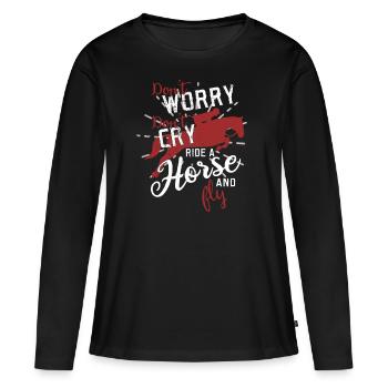Pferd- Pferdespruch - Frauen Premium Bio Langarmshirt - Schwarz - Vorne - Julia (174cm)
