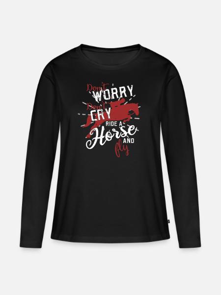 Pferd- Pferdespruch - Frauen Premium Bio Langarmshirt - Schwarz