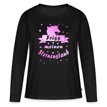 Mange ma poussière d’étoile - T-shirt manches longues Premium bio Femme - noir - Devant - Julia (174cm)