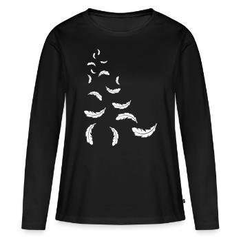 Federn - Frauen Premium Bio Langarmshirt - Schwarz - Vorne - Julia (174cm)