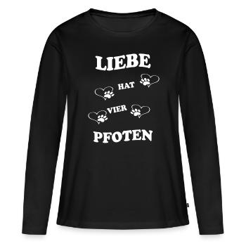Liebe hat vier Pfoten - Frauen Premium Bio Langarmshirt - Schwarz - Vorne - Julia (174cm)