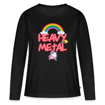 HEAVY METAL headbanger licorne licorne thrash rock - T-shirt manches longues Premium bio Femme - noir - Devant - Julia (174cm)