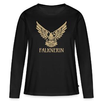 Falknerin Falke Adler Greifvogel Falknerei Falkner - Frauen Premium Bio Langarmshirt - Schwarz - Vorne - Julia (174cm)