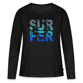surfeur - T-shirt manches longues Premium bio Femme - noir - Devant - Julia (174cm)