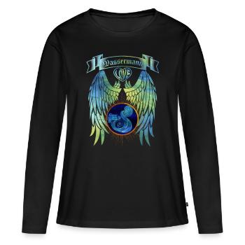 Sternzeichen Wassermann - Frauen Premium Bio Langarmshirt - Schwarz - Vorne - Julia (174cm)
