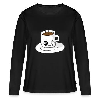 Tasse de café sucré avec la langue tendue - T-shirt manches longues Premium bio Femme - noir - Devant - Julia (174cm)